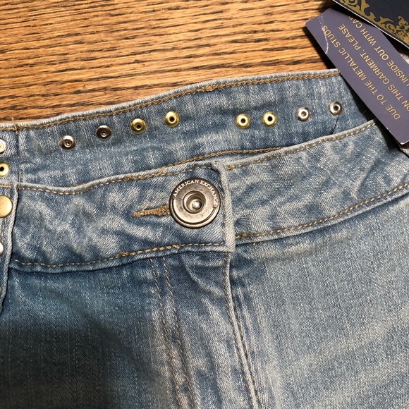 Request Studded Blue Denim Capris - Picture 4 of 7